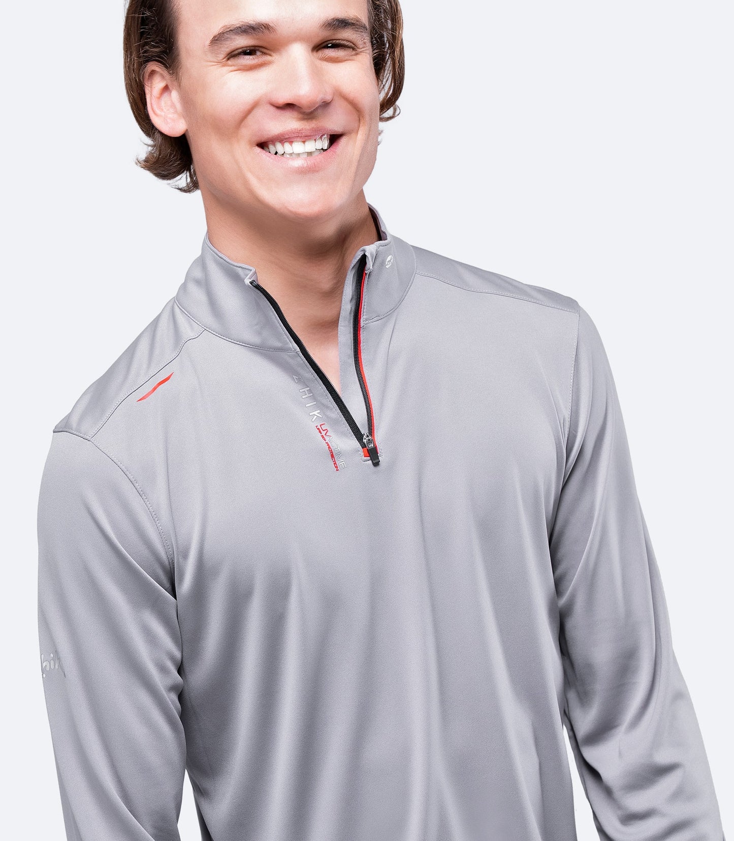 Mens UVActive High Collar 1/4 Zip Top - Grey