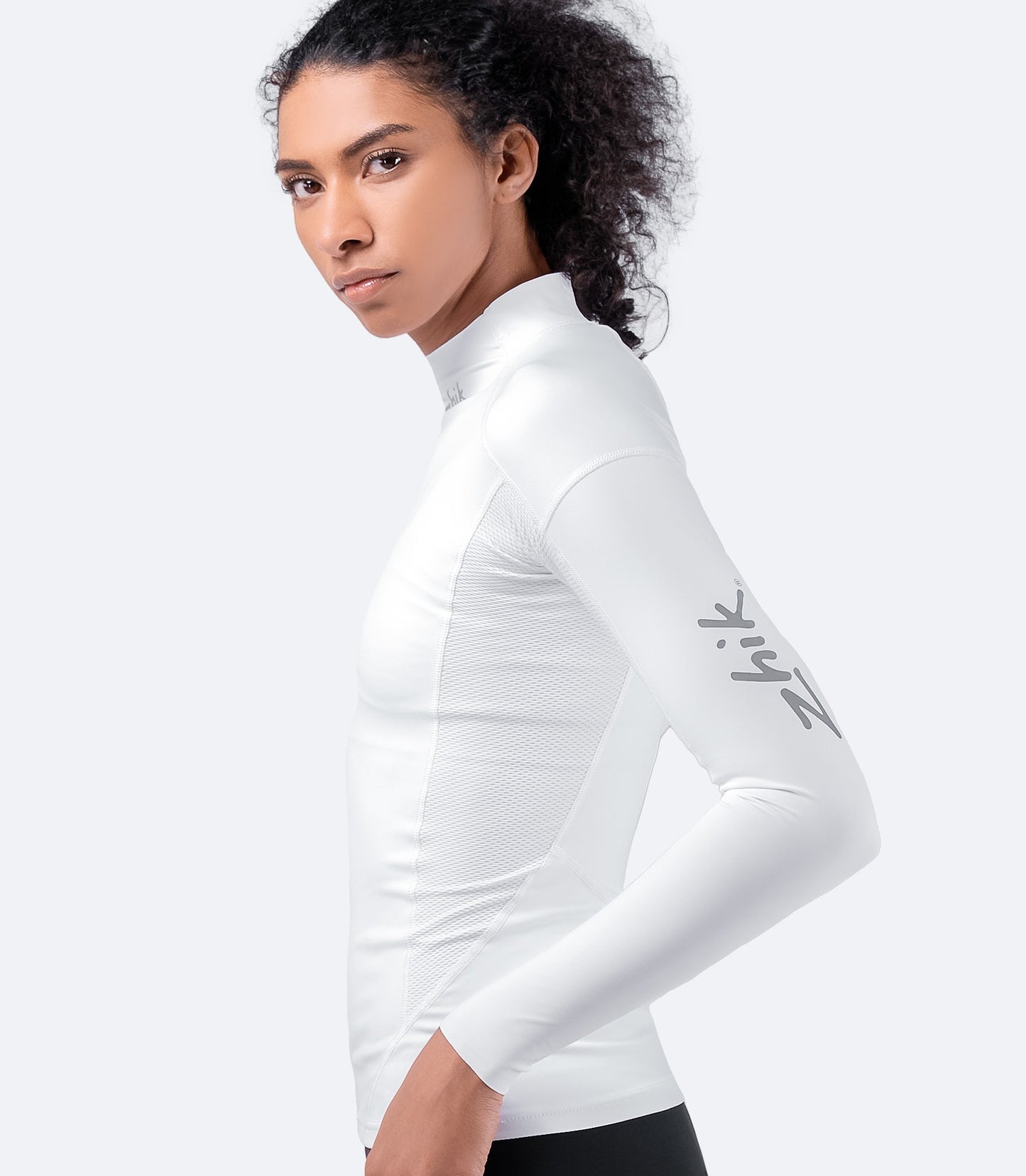 Womens White Eco Spandex Long Sleeve Top