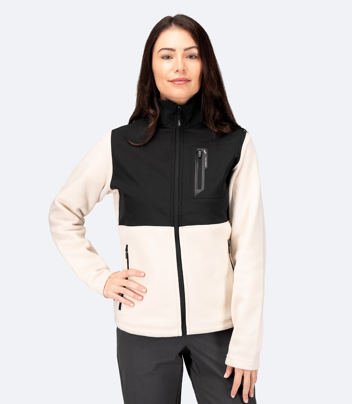 Womens Hybrid Fleece Jacket - Chalk