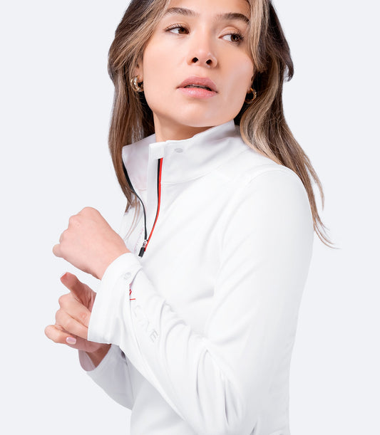 Womens UVActive High Collar 1/4 Zip Top - White