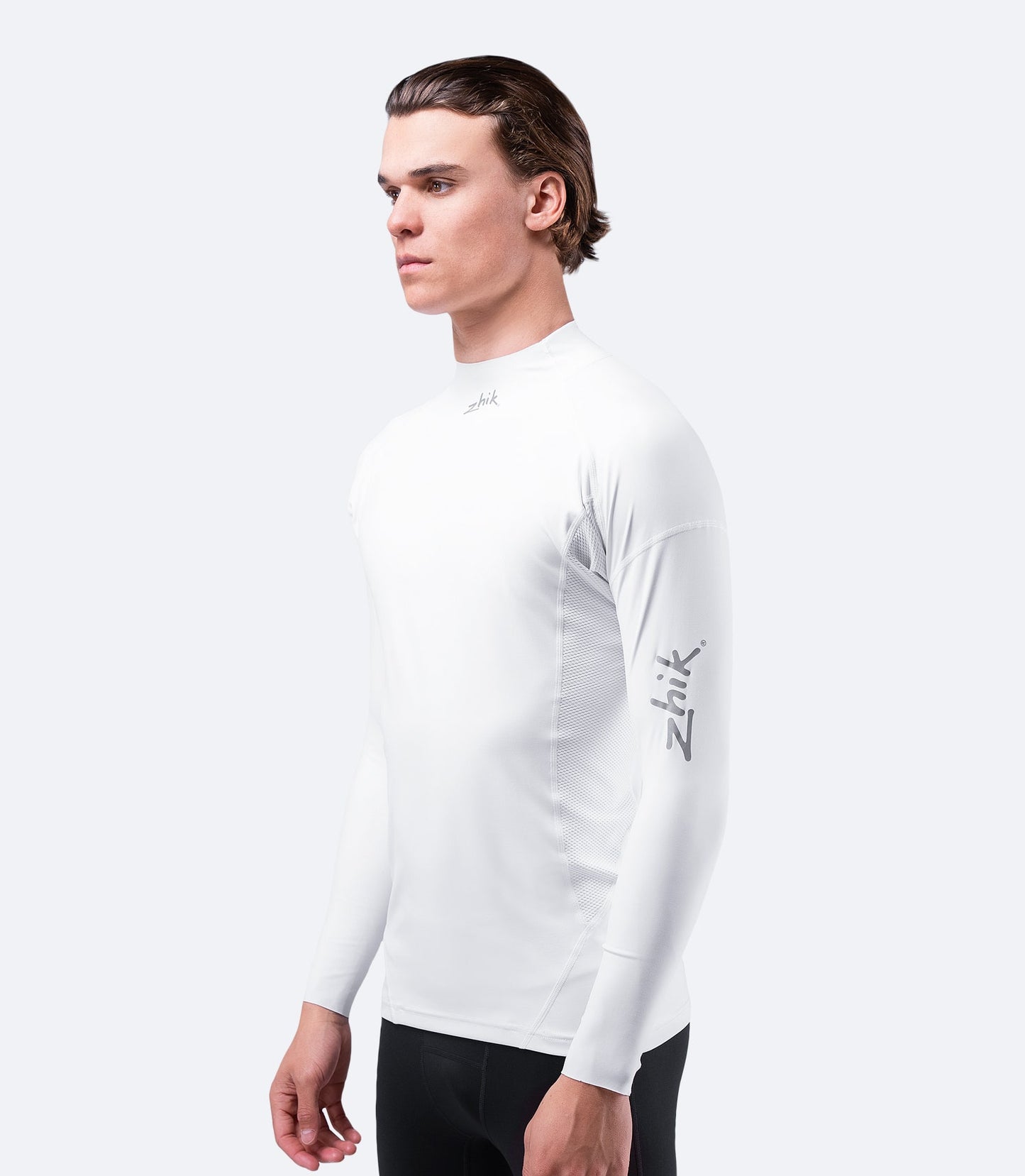 Mens White Eco Spandex Long Sleeve Top