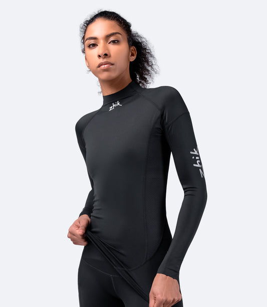Womens Black Eco Spandex Long Sleeve Top