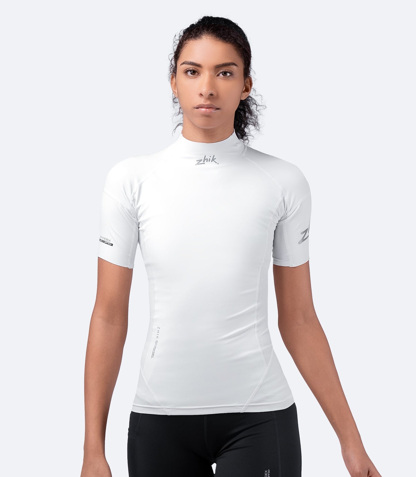 Womens White Eco Spandex Short Sleeve Top