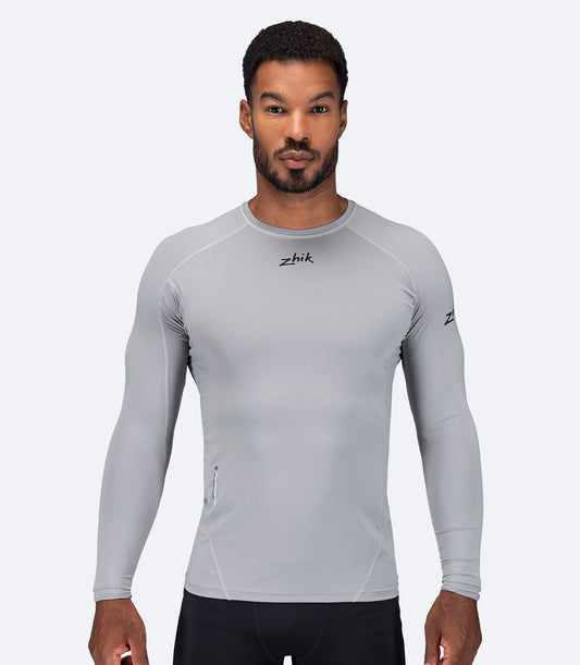 Mens Eco Spandex LT Long Sleeve Baselayer Top - Platinum