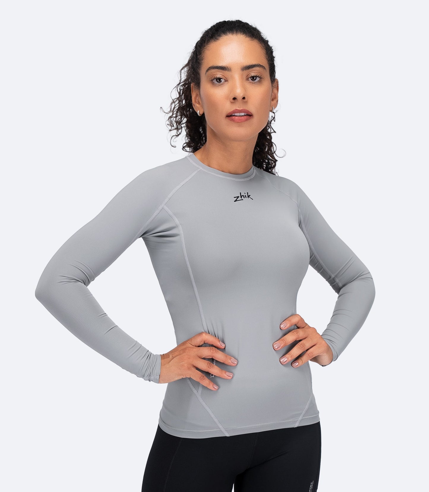Womens Eco Spandex LT Long Sleeve Baselayer Top - Platinum