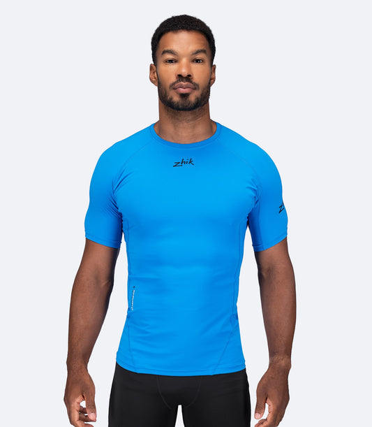 Mens Eco Spandex LT Short Sleeve Baselayer Top - Cyan