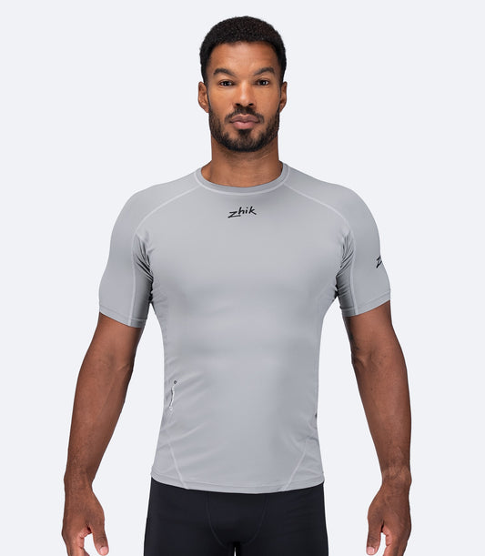 Mens Eco Spandex LT Short Sleeve Baselayer Top - Platinum