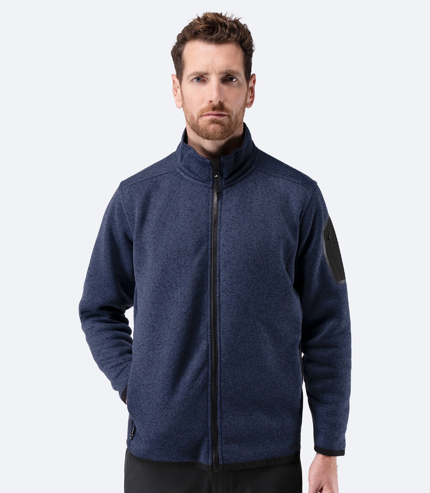 Mens Knit Fleece Jacket - Dark Navy Marle