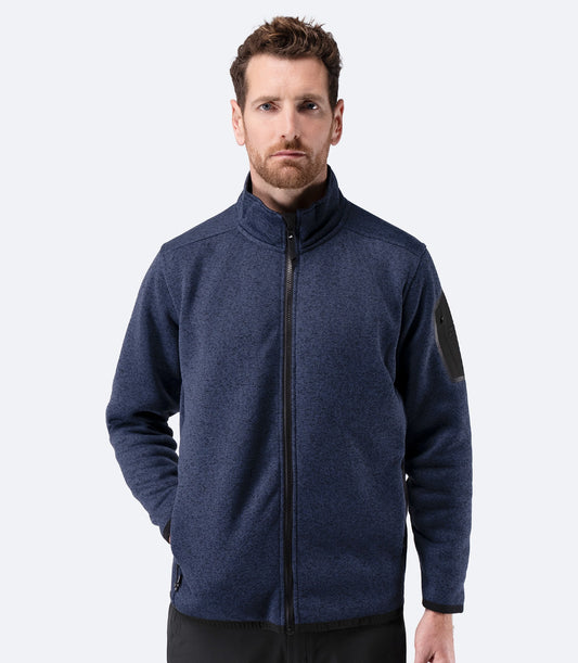 Mens Knit Fleece Jacket - Dark Navy Marle